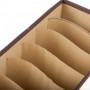 Caja Organizadora Multiusos Rectangular Habano / Café 11x31x15cm con 6 Divisiones de Poliéster y Cartón Haus
