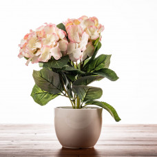 Flor Hortensia de Poliéster y Plástico con Maceta de Cerámica Haus