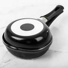 Sartén Doble Ebony Negro para Omelette 0.4 / 14cm de Aluminio y Antiadherente Brinox