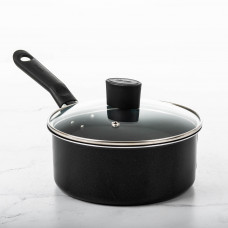 Olla Cacerola Ebony Negro 1.75L / 18cm de Aluminio y Antiadherente con Tapa Brinox