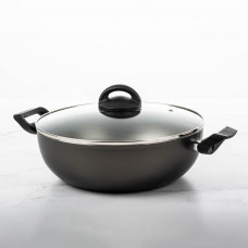 Sartén Wok Maple Grafito 4.1L / 28cm de Aluminio y Antiadherente con Tapa y Asas Brinox