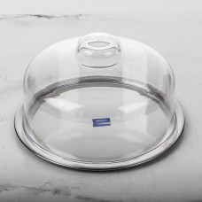 Quesera Mediana Lyon Silver de Acero Inoxidable con Tapa Clear de Plástico Brinox