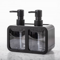 Dispensador Plástico Negro para Jabón de Cocina con 2 Servicios Novo