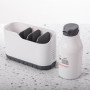 Dispensador Plástico Blanco / Gris para Jabón de Cocina con Portaesponja 3 Servicios Novo