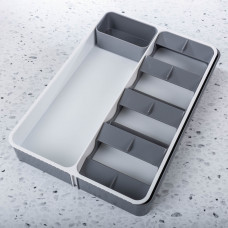 Organizador Expandible Plástico Blanco / Gris para Utensilios y Cajón 8 Servicios Novo