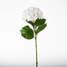 Flor Hortensia 66cm Blanca de Poliéster y Alambre