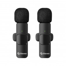 Steren Micrófonos Inalámbricos MOV-029 Negro Bluetooth para Celular USB-C, USB y Lightning