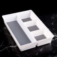 Organizador para Utensilios para Cajón Blanco / Gris 33x23cm 4 Servicios de Plástico y Silicona Novo