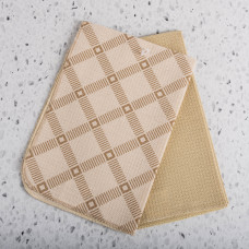 Juego de 2 Toallas para Cocina Cuaco Beige 40x60cm 100% Algodón Haus