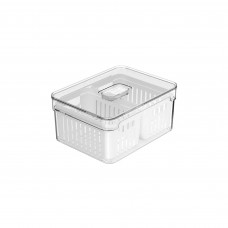 Repostero Fresh Clear / Blanco 2.2L de Polipropileno con 2 Divisiones, Tapa y Rejilla