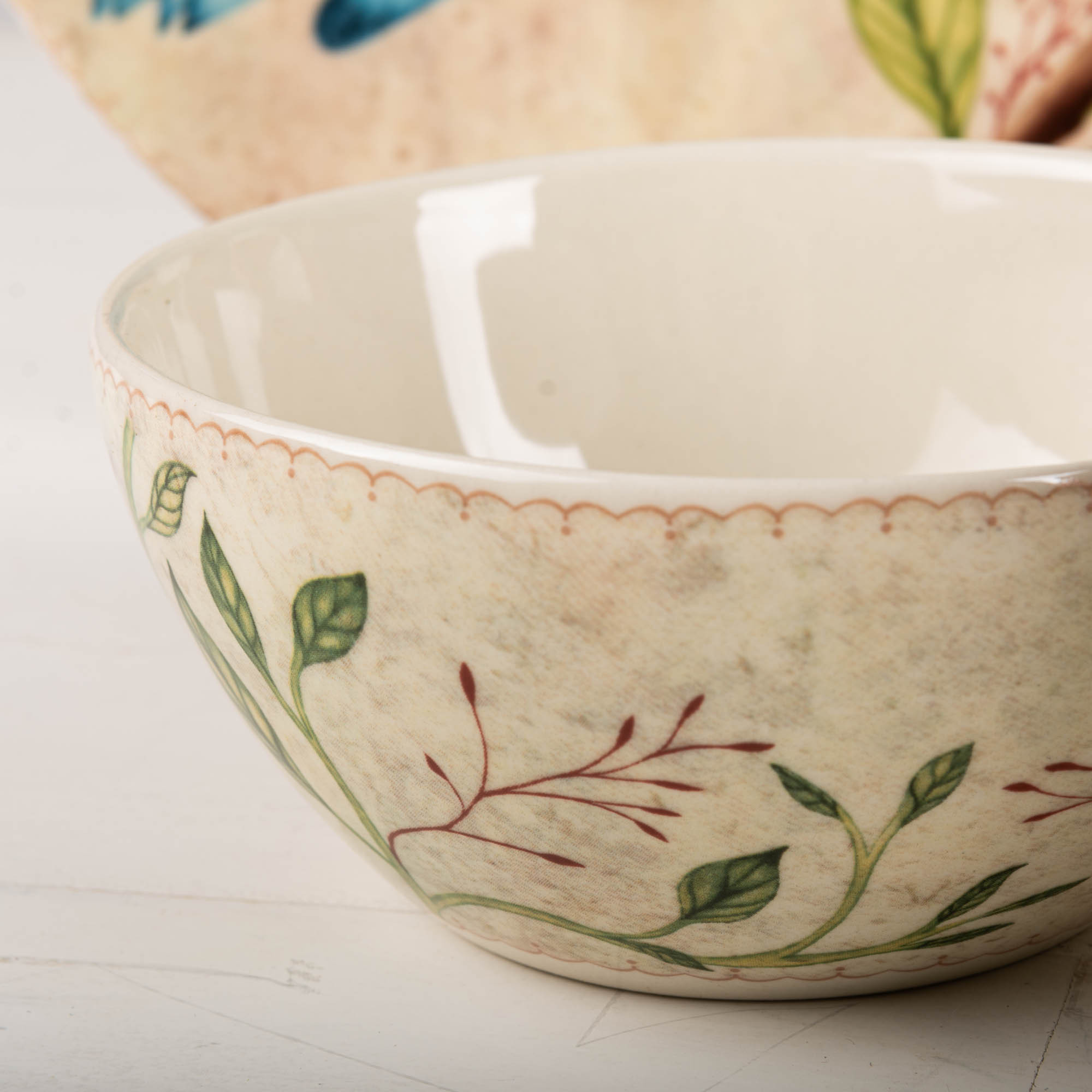 Vajilla Redonda Lovely Garden 16 Piezas Beige Multicolor de Ceramica Corona