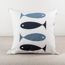 Forro para Cojín Peces 45x45cm Azul / Celeste 100% Poliéster Poma Rosa