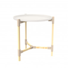 Mesa Redonda Natural / Beige 2 Piezas 53x46cm de Madera