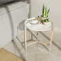 Mesa Redonda Natural / Beige 2 Piezas 53x46cm de Madera