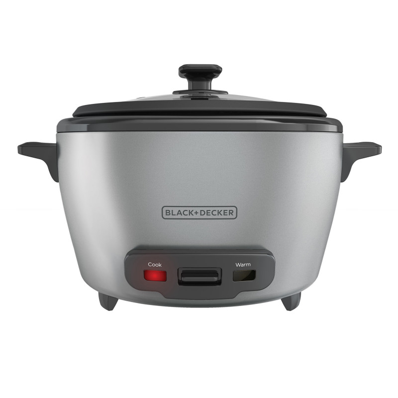 Black & Decker Olla Arrocera Antiadherente RC5200M Silver con Vaporera, Espátula y Medidor 20Tz 4.8L 700W