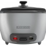 Black & Decker Olla Arrocera Antiadherente RC5200M Silver con Vaporera, Espátula y Medidor 20Tz 4.8L 700W
