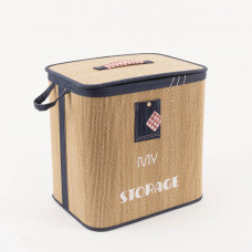 Haus Hamper Natural / Azul de Bambú y Madera con Tapa