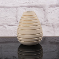 Alptonto Florero Rayas 15cm Taupe de Cerámica