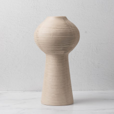 Florero Rayas Alto Redondo Taupe 35cm