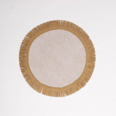 Individual Redondo Camel 38cm de Fibra Natural con Flecos