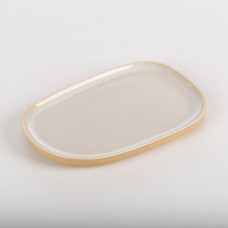 Plato Ovalado para Postre Serena 18cm Beige / Taupe Cerámica