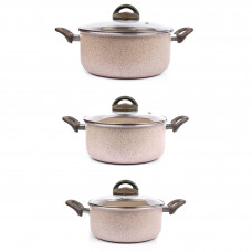 Brinox Olla Antiadherente Suprema Beige de Aluminio y Cerámica con Tapa