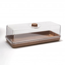 Panera Rectangular Miel de Poliestireno 39x15.5cm con Tapa Clear de Plástico