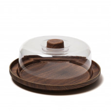 Quesera Redonda Miel de Poliestireno 23 cm con Tapa Clear Plástica