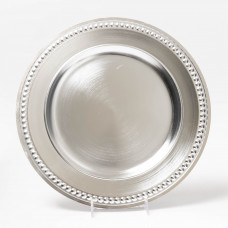 Plato Base Redondo Franja Dots Silver 36cm de Polipropileno