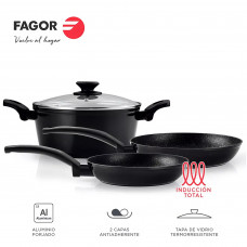 Fagor Olla para Inducción Vivant 4 Piezas de Aluminio  Antiadherente