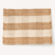 Alfombra Checker Plaid Franjas Natural / Beige 120x170cm 100% Yute