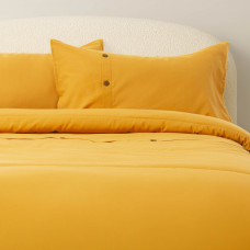 Haus Juego de Cubrecama Loneta Liso Mostaza 60% Algodón - 40% Poliéster