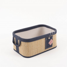 Haus Canasto Rectangular Mediano Natural / Azul de Bambú y Madera