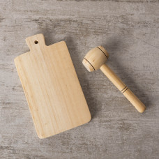 Tabla con Mazo para Cangrejo Natural de Madera