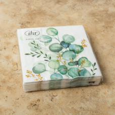 Juego de 20 Servilletas Cocktail Eucalyptus Bouquet Blanco 25x25cm