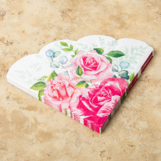 Juego de 12 Servilletas Abanico Flores Beverly Blanco 34cm