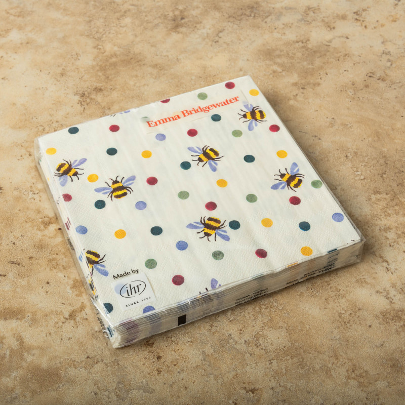 Juego de 20 Servilletas Lunch Bumble Bee and Polka Dots Beige 33x33cm
