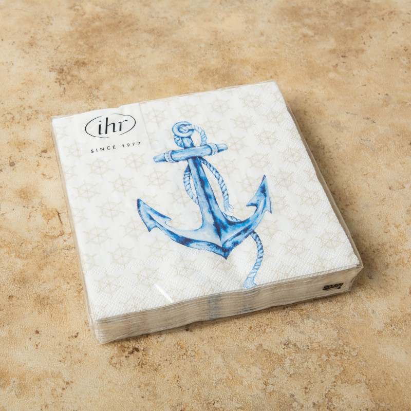 Juego de 20 Servilletas Cocktail Achor Beige / Azul 25x25cm