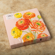 Juego de 20 Servilletas Lunch Ranunculus Rose Naranja 33x33cm
