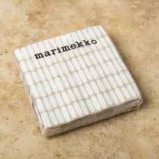 Juego de 20 Servilletas Cocktail Alku Blanco / Taupe 25x25cm