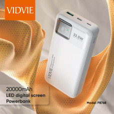 Vidvie Banco de Energía Polímero de Litio con Indicador  20000mAh Blanco