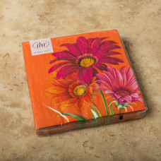 Juego de 20 Servilletas Lunch Joyful Gerbera Naranja 33x33cm