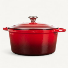Novo Olla Redonda Rojo 24cm 3.9L de Hierro Fundido Esmaltado y Antiadherente con Tapa