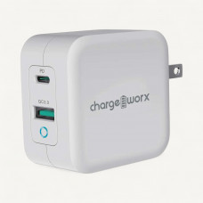 Chargeworx Cargador Plegable para Pared USB-C / USB CHA-CX3029WH Blanco 65W de Carga Rápida para Celular