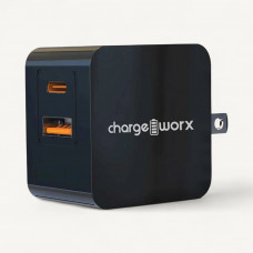 Chargeworx Cargador Plegable para Pared USB-C / USB CHA-CX3099BK Negro 20W de Carga Rápida para Celular