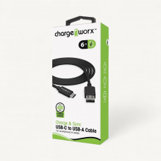 Chargeworx Cable USB-C a USB-A CHA-CX4633BK Negro 200cm