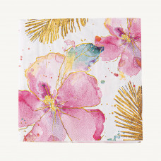 Juego de 20 Servilletas Cocktail Flamingo Fewer Flower Blanco / Rosado 25x25cm