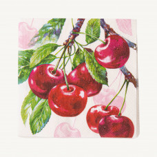 Juego de 20 Servilletas Cocktail Cherry Fruits Beige 25x25cm