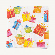 Juego de 20 Servilletas Cocktail Birthday Presents Blanco 25x25cm