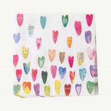 Juego de 20 Servilletas Cocktail Rainbow Hearts Blanco 25x25cm